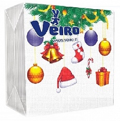 Купить салфетки veiro новый год, 1 слой, 50 л, 24*24 презент в Интернет-магазине "Парфюм"